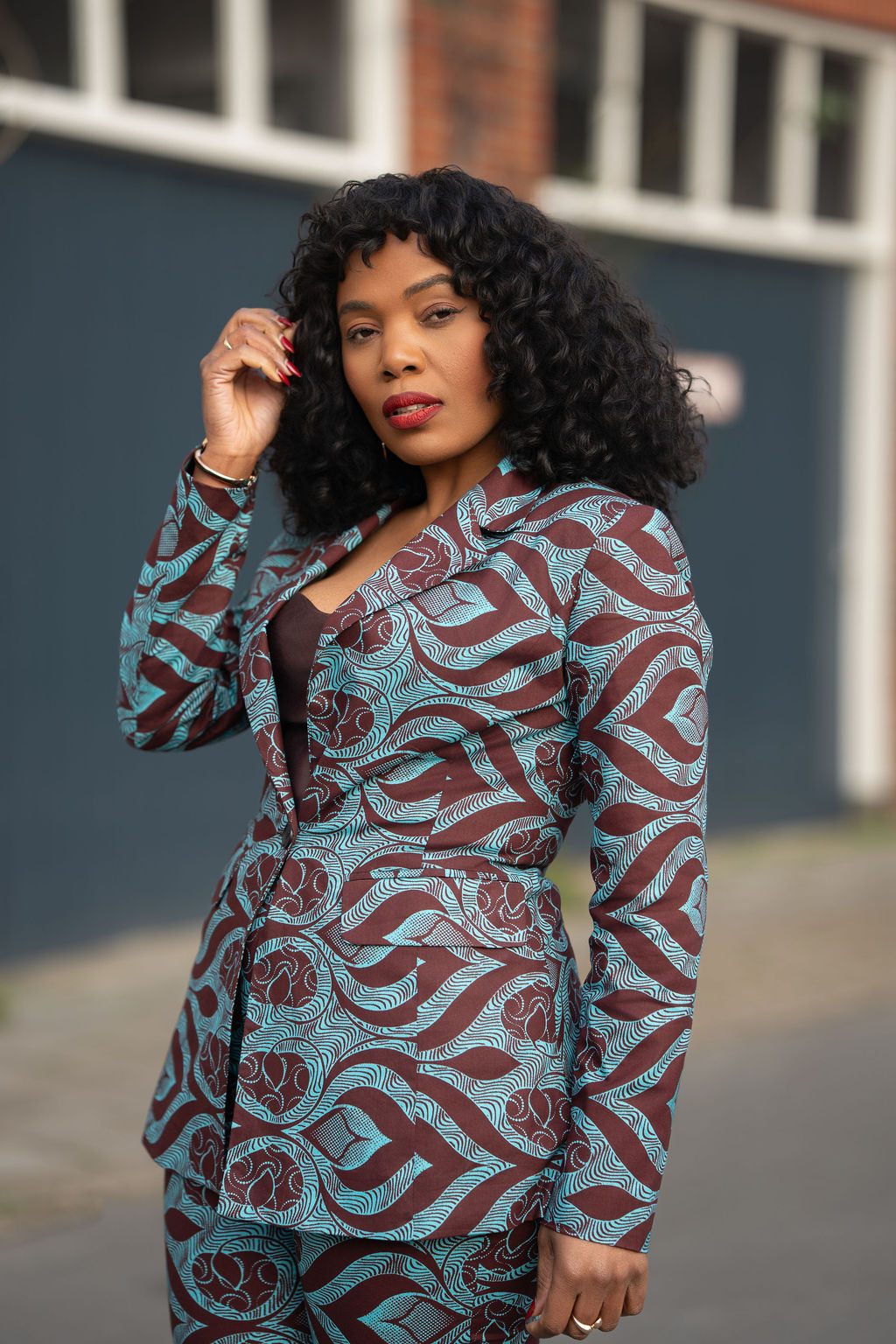Zora Teal and Burgundy Trouser