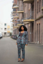 Zora Teal and Burgundy Trouser
