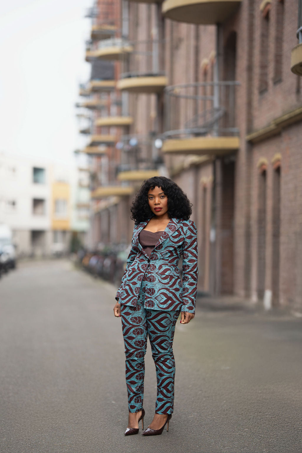 Zora Teal and Burgundy Trouser