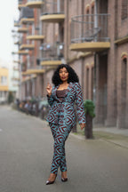 Zora Teal and Burgundy Trouser