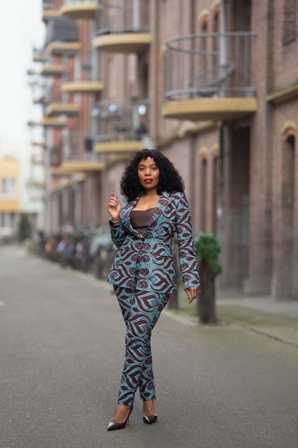 Zora Teal and Burgundy Trouser