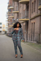 Zora Teal and Burgundy Trouser