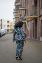 Zora Teal and Burgundy Trouser