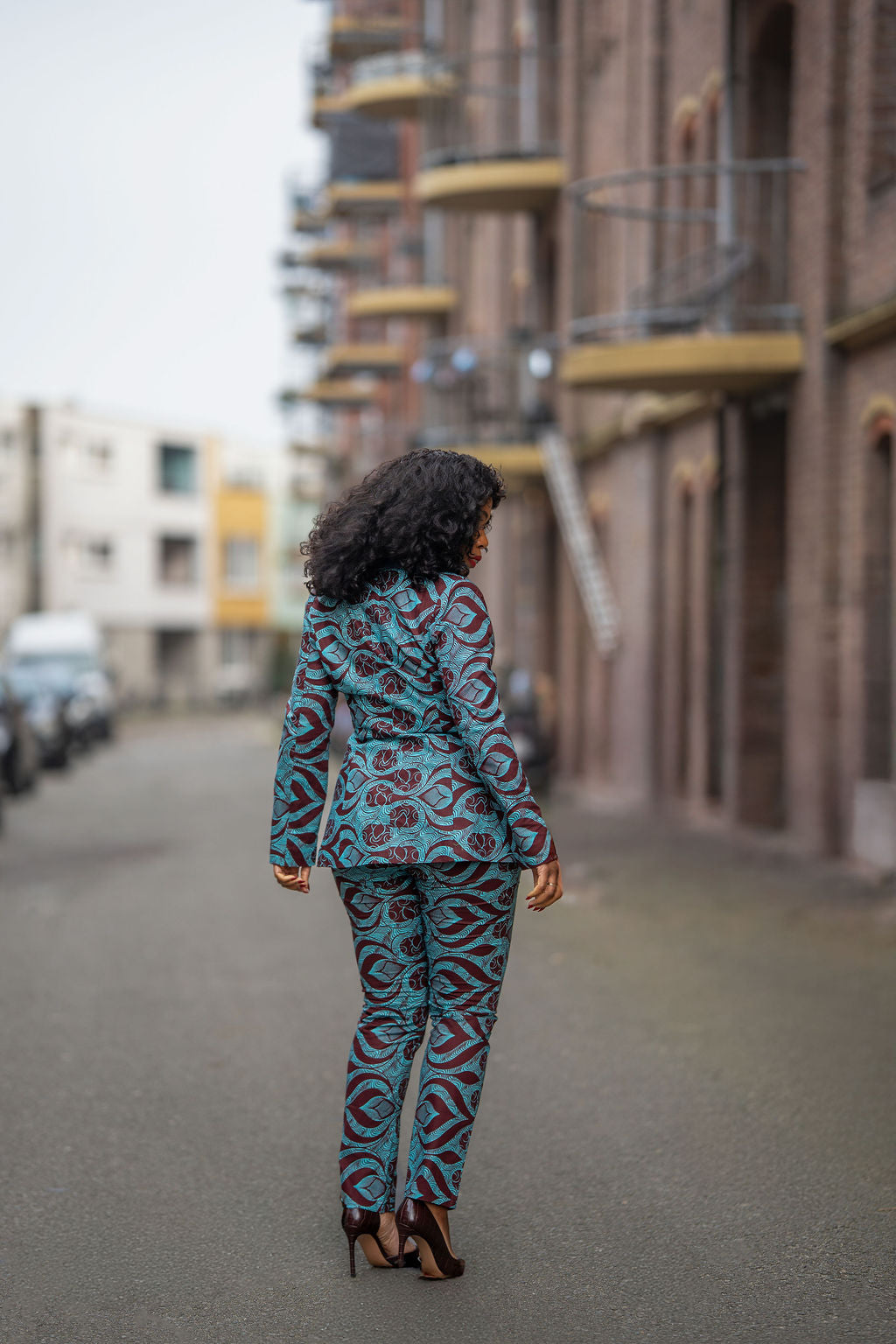 Zora Teal and Burgundy Trouser