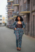 Zora Teal and Burgundy Trouser