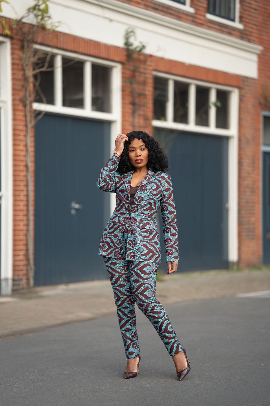 Zora Teal and Burgundy Trouser
