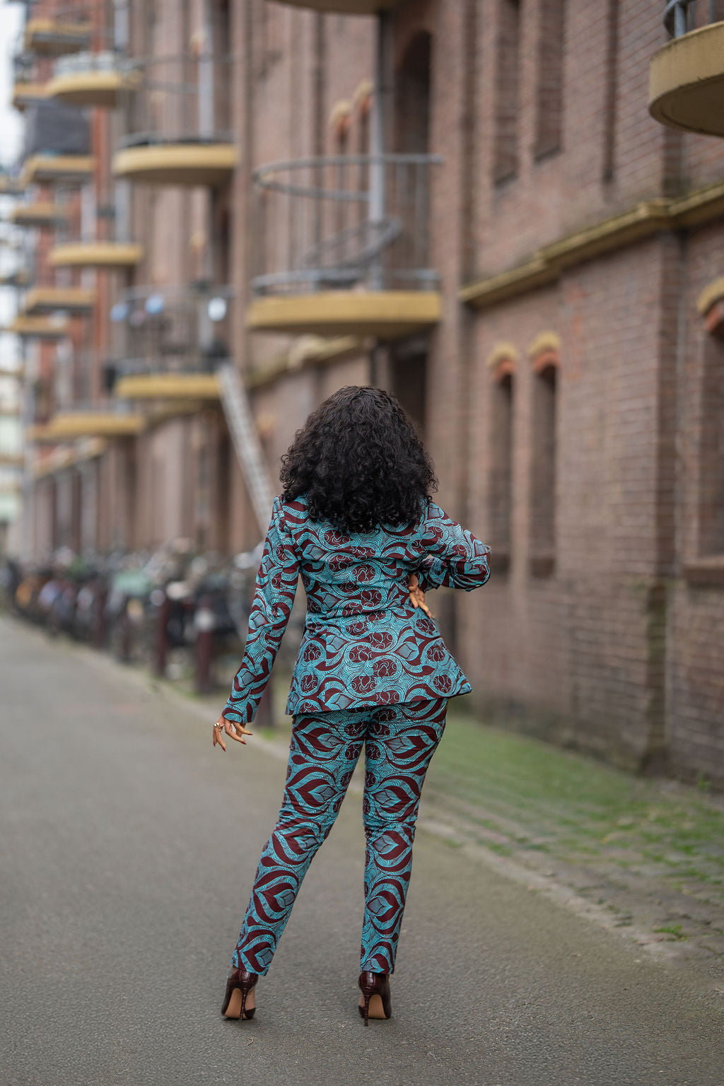 Zora Teal and Burgundy Trouser