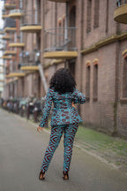 Zora Teal and Burgundy Trouser