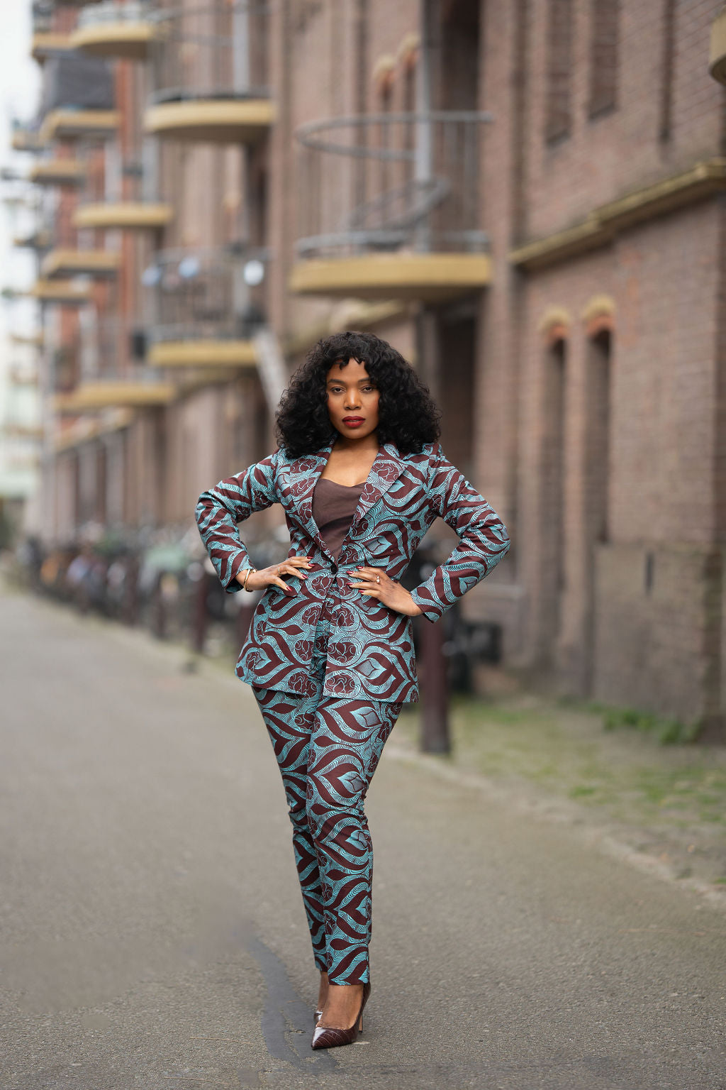Zora Teal and Burgundy Trouser