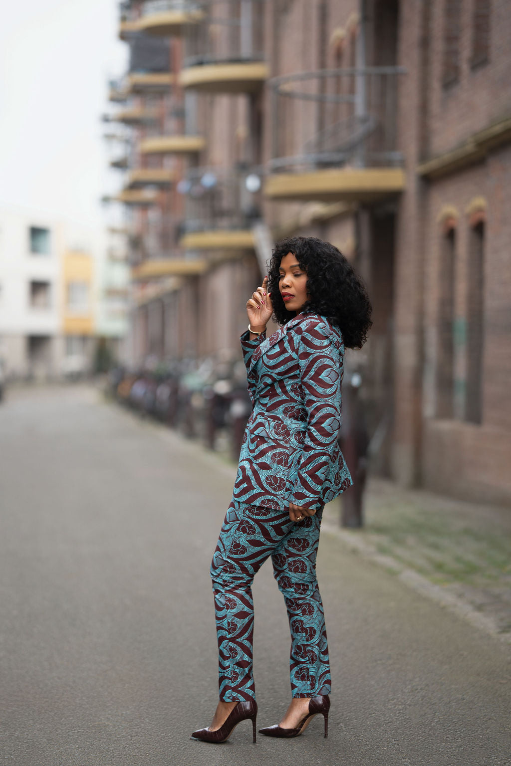 Zora Teal and Burgundy Trouser