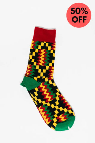 ACCRA KENTE GREEN AND RED SOCKS UK 4-8/EU 36-41