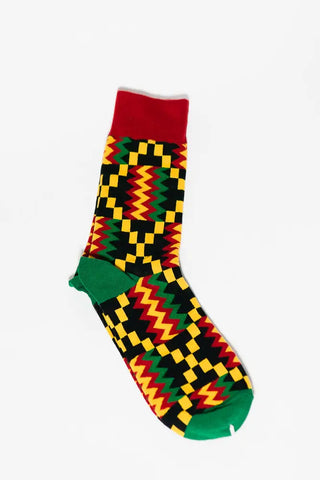 ACCRA KENTE GREEN AND RED SOCKS UK 4-8/EU 36-41