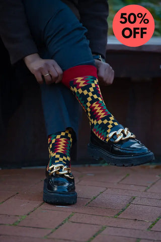 ACCRA KENTE RED SOCKS UK 4-8/EU 36-41