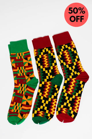 ACCRA KENTE RED SOCKS UK 4-8/EU 36-41