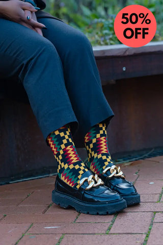 ACCRA KENTE RED SOCKS UK 4-8/EU 36-41