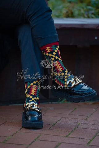 ACCRA KENTE RED SOCKS UK 4-8/EU 36-41