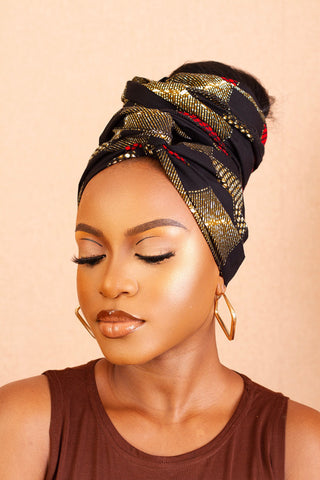 ADAEZE RED AND BLACK HEADWRAP