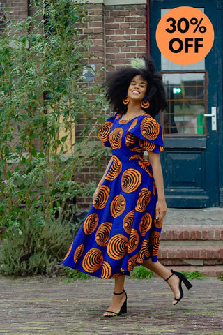 Adesua Blue And Orange Dress