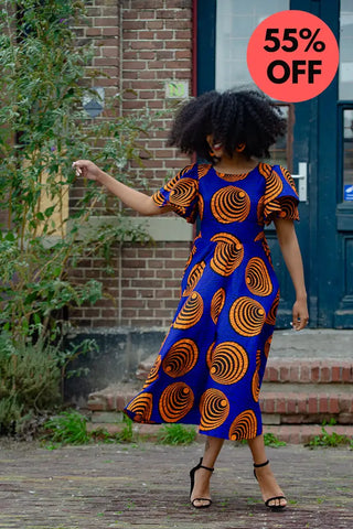 Adesua Blue And Orange Dress