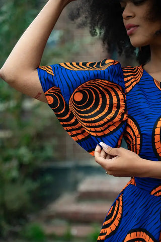 Adesua Blue And Orange Dress
