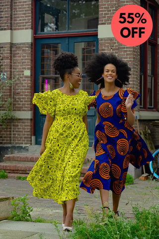 Adesua Blue And Orange Dress