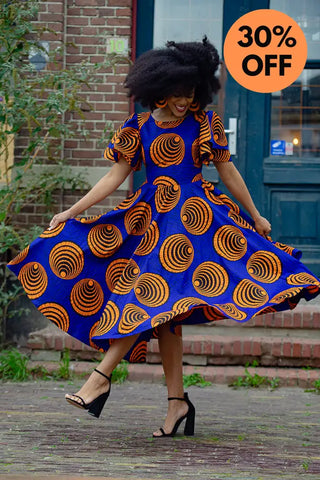 Adesua Blue And Orange Dress