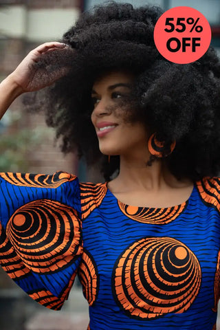 Adesua Blue And Orange Dress