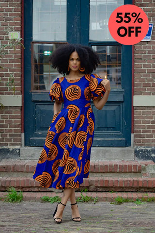 Adesua Blue And Orange Dress