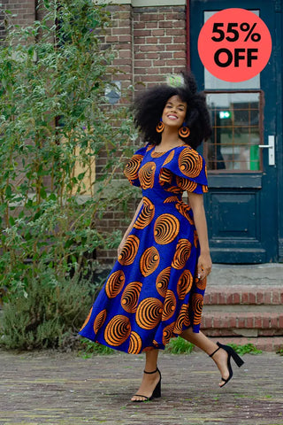 Adesua Blue And Orange Dress