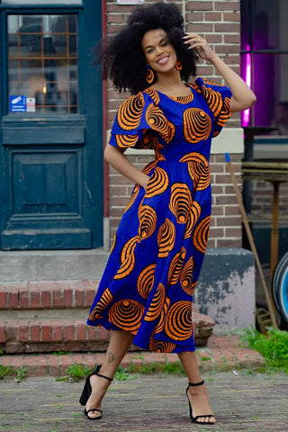 Adesua Blue And Orange Dress