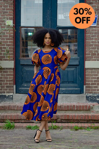 Adesua Blue And Orange Dress