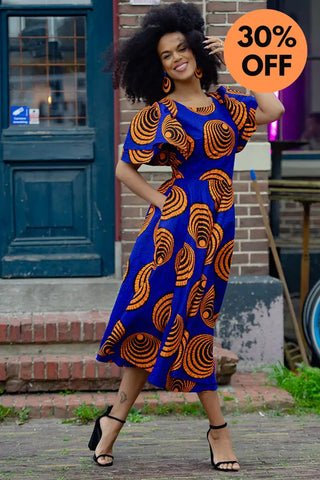 Adesua Blue And Orange Dress
