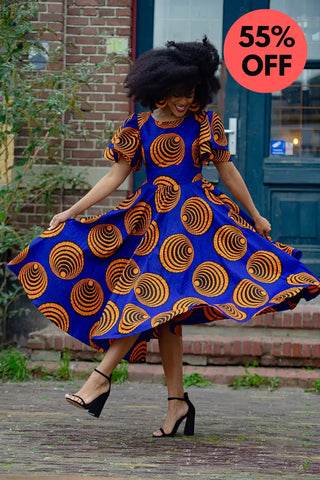 Adesua Blue And Orange Dress