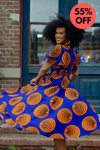 Adesua Blue And Orange Dress