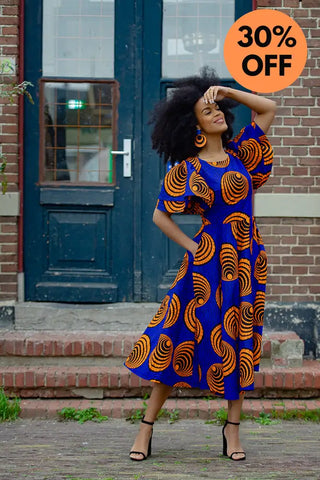 Adesua Blue And Orange Dress