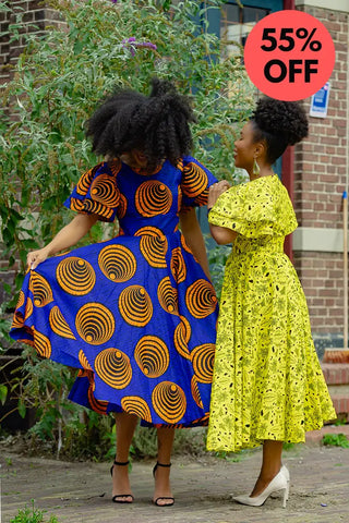 Adesua Blue And Orange Dress