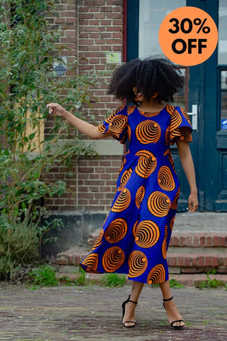Adesua Blue And Orange Dress