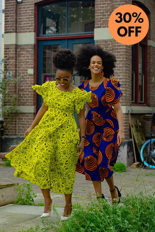 Adesua Blue And Orange Dress