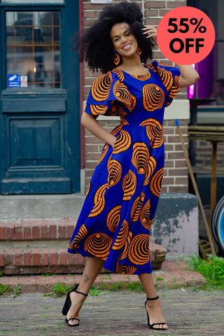 Adesua Blue And Orange Dress