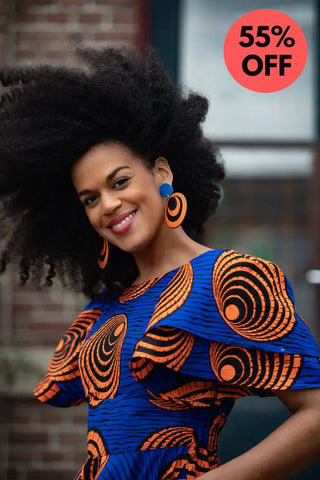 Adesua Blue And Orange Dress