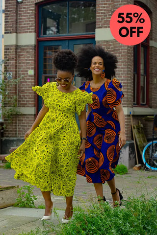 Adesua Blue And Orange Dress