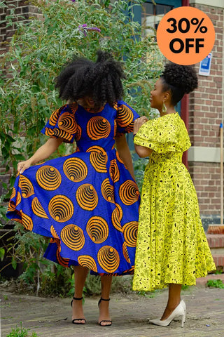 Adesua Blue And Orange Dress