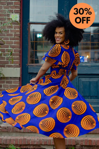 Adesua Blue And Orange Dress