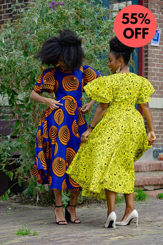Adesua Blue And Orange Dress