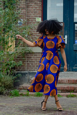 Adesua Blue And Orange Dress