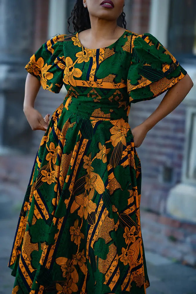 orange green dress Adesua Green and Orange Dress XL