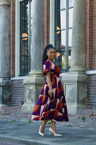 ADESUA PURPLE AND BROWN DRESS Women’s Dress