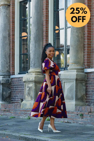 ADESUA PURPLE AND BROWN DRESS Women’s Dress