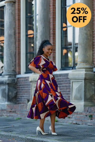 ADESUA PURPLE AND BROWN DRESS Women’s Dress