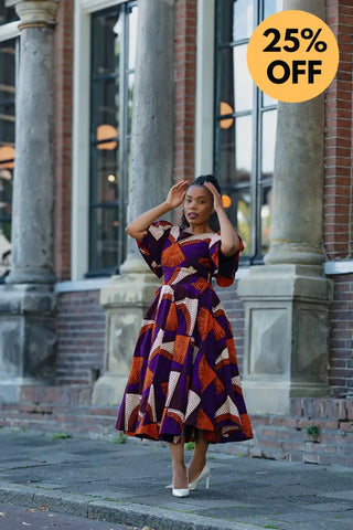 ADESUA PURPLE AND BROWN DRESS Women’s Dress